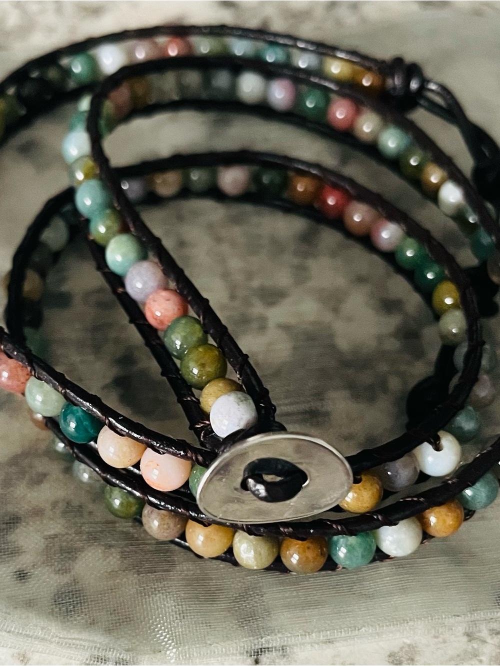 Multi-Color Beaded Wrap Bracelet - Genuine Gemstone Style